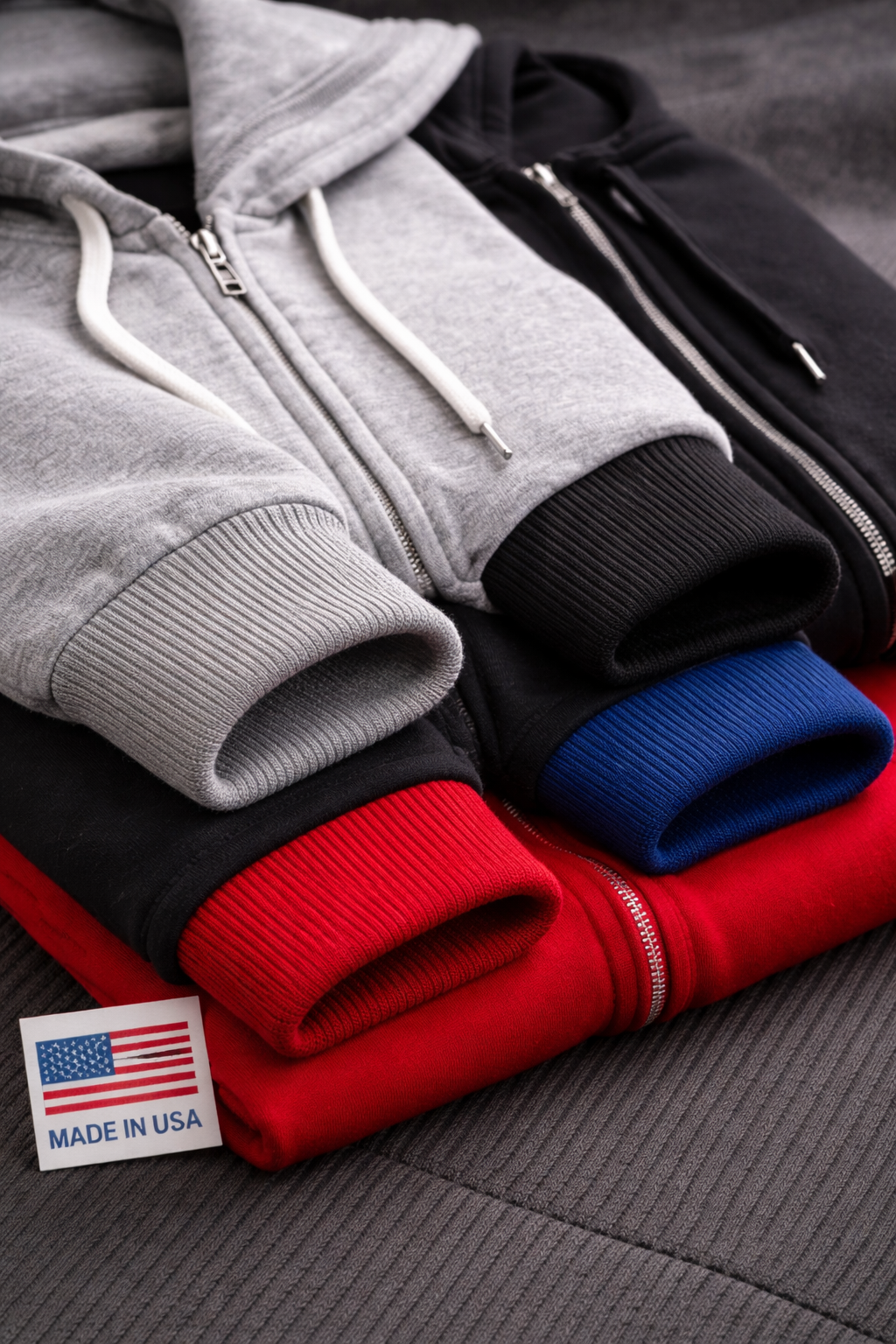 Stacked rib knit cuffs multiple colors made in USA