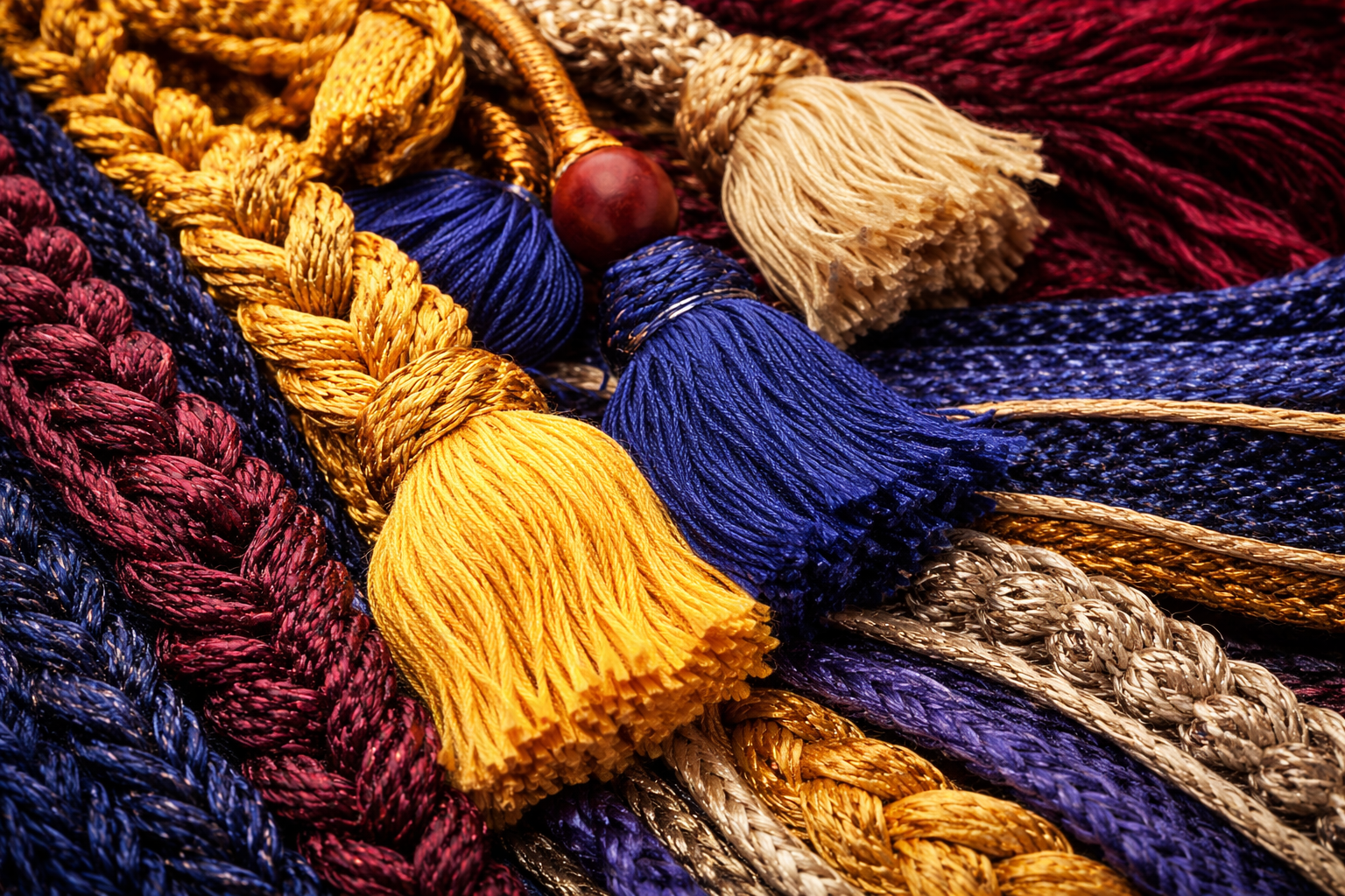 Decorative trims: braided cords, fringe trim, tassels and specialty tapes